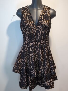Symphony Black Lace V-Neck Fit & Flare Dress